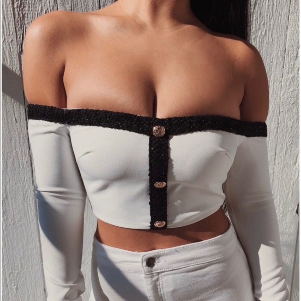 Meshki white off the shoulder top
